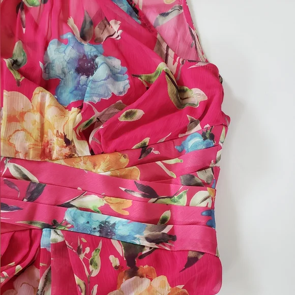 Adrianna Papell Floral Chiffon Maxi Halter Dress - Picture 10 of 10